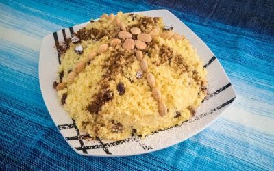 Seffa Medfouna. Sweet couscous. Sweet moroccan couscous dessert