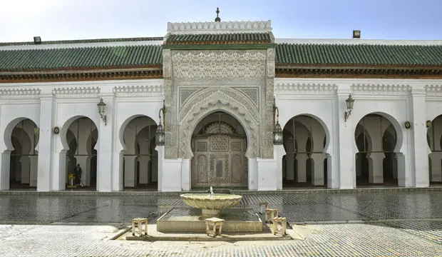 Fez must see. The Al Karaouine Mosque, founded in 859 and continually expanded throughout its history